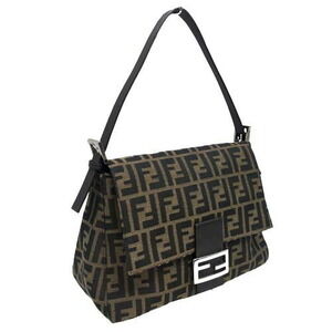 Fendi Mamma Bucket shoulder bag brown Zucca canvas leather logo straps
